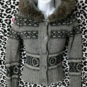 Heritage juniors  faux fur hooded cardigan xs
